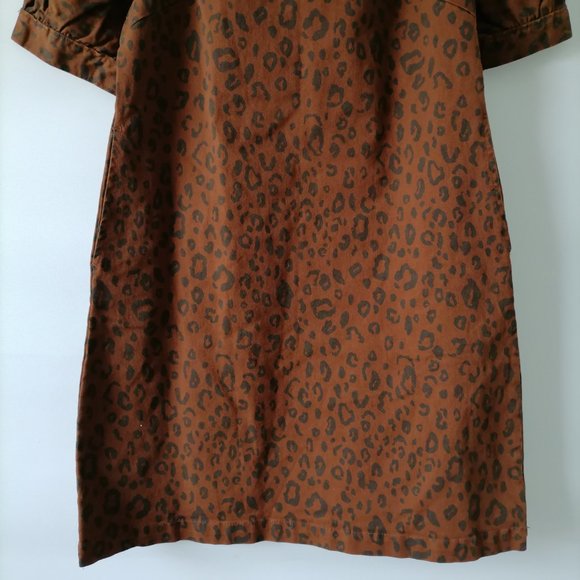 NWT Universal Thread Womens Brown Puff Sleeve Leopard Mini Dress Size 4 - Picture 3 of 8
